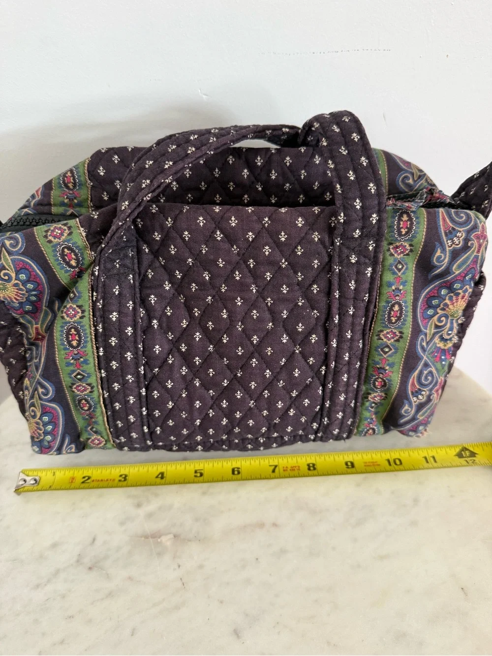 Rare VTG Vera Bradley INDIANA 1990 Black Iconic Small Duffle Purse Made USA
